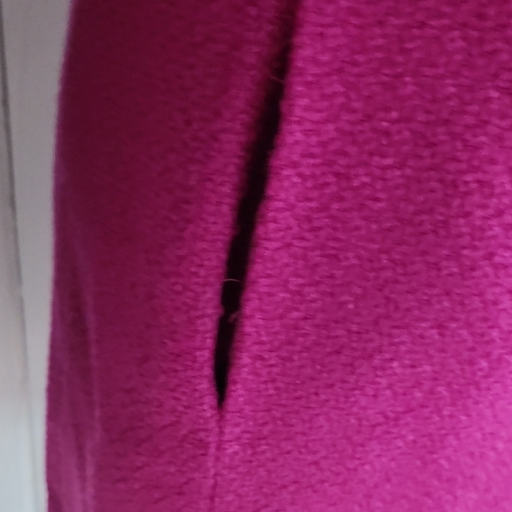 Bagatelle Fuchsia Double-Breasted Pea Coat with Removeable Black Faux Fur Collar - Picture 6 of 13